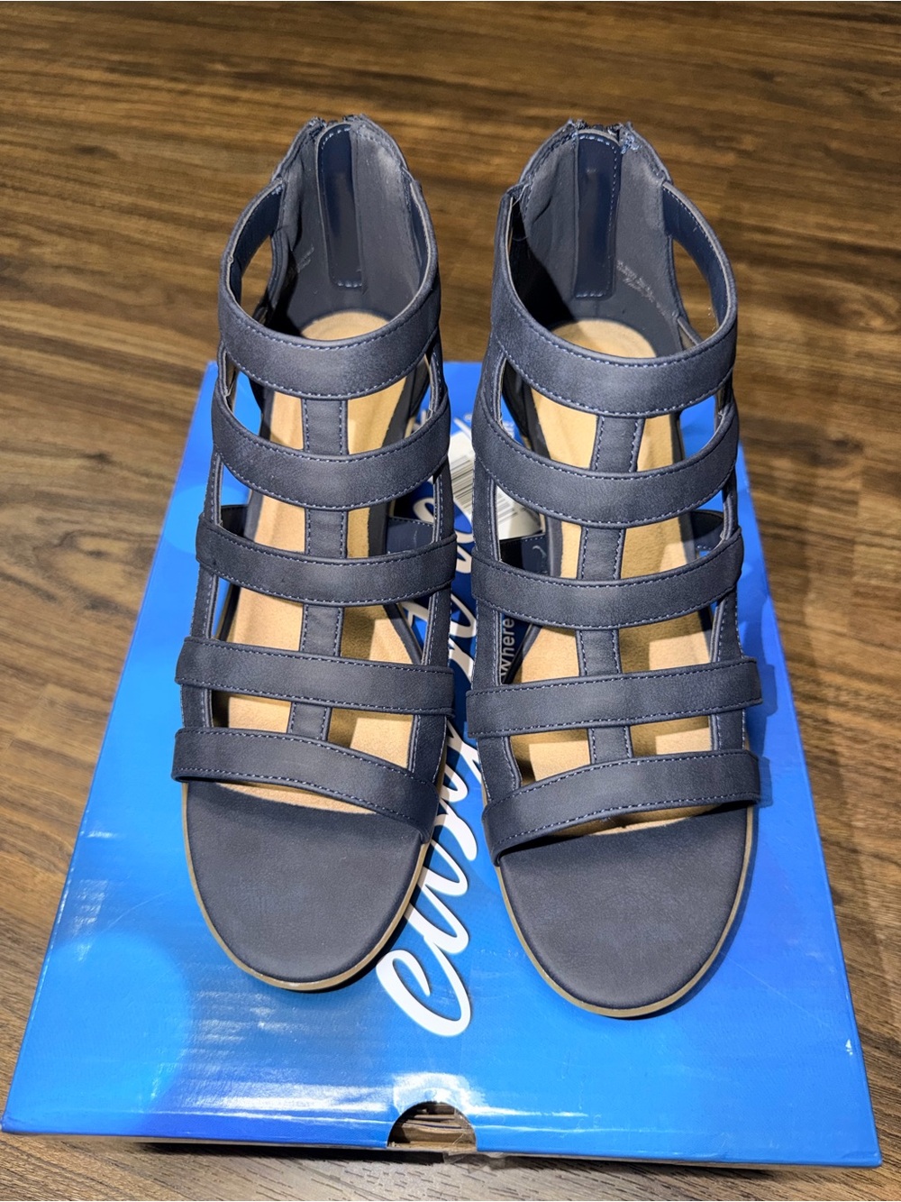 easy street Navy Multi-Strap Gladiator Sandals